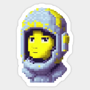 Pixelated Astronaut Head - Yellow Sticker